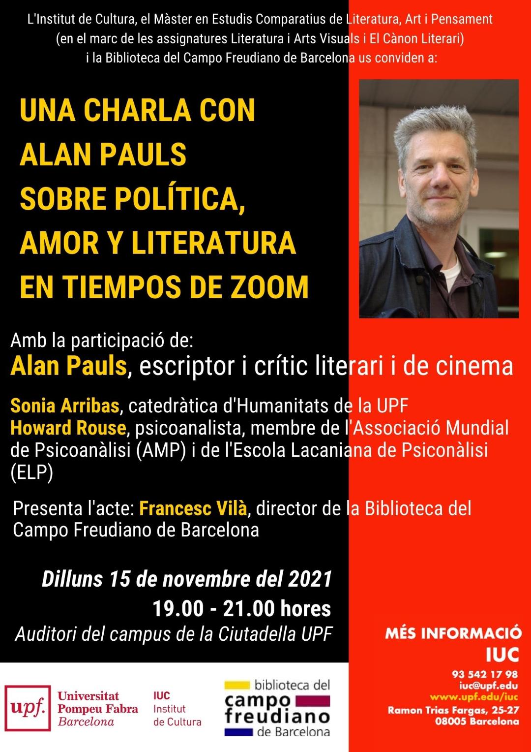 Una charla con Alan Pauls sobre política, amor y literatura en tiempos de Zoom